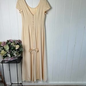 Vintage Bill Levkoff Pale Yellow Faux Button Back Gown